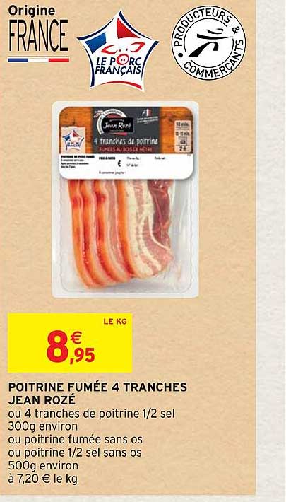 poitrine fumée 4 tranches jean rozé