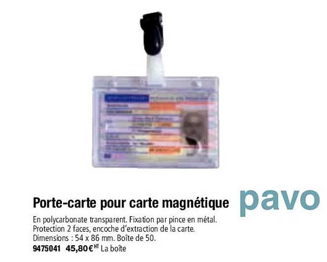 porte-carte pour carte magnétique pavo