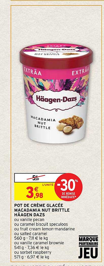 pot de crème glacée macadamia nut brittle häagen dazs