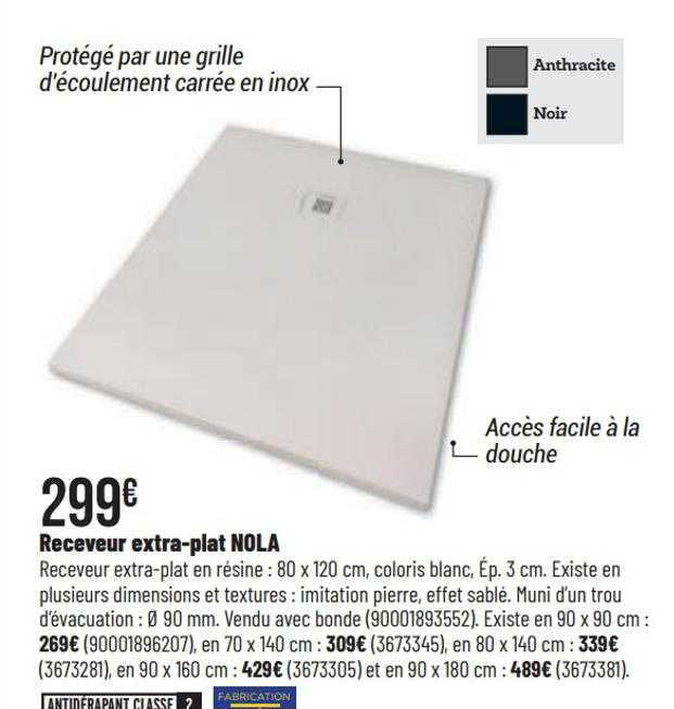 receveur extra-plat nola