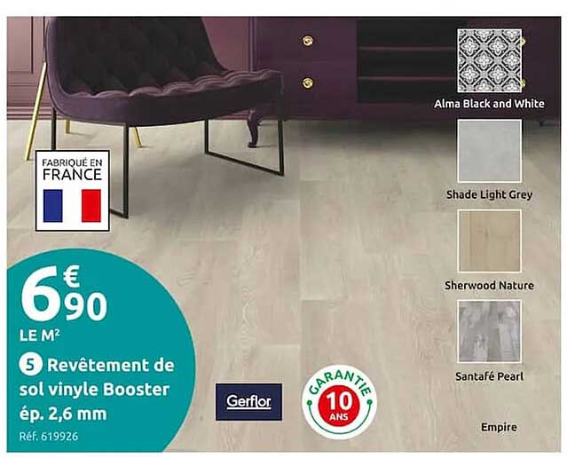 revêtement de sol vinyle booster ép. 2,6 mm gerflor
