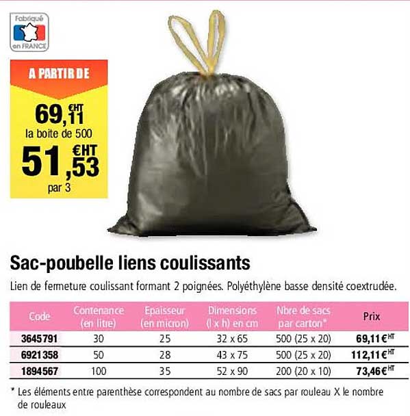 sac-poubelle liens coulissants