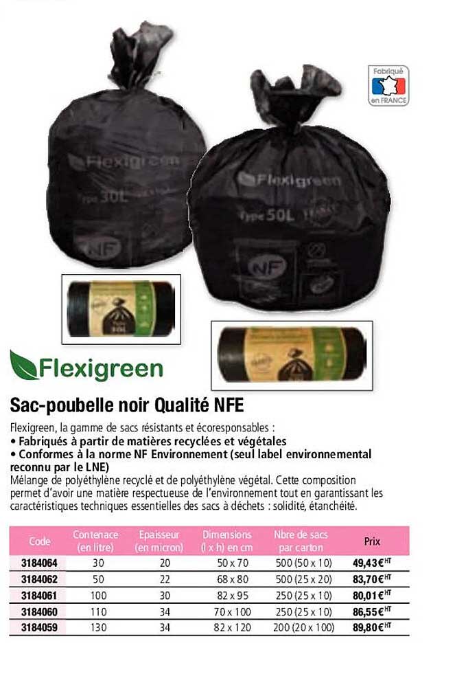 sac-poubelle noir qualité nfe flexigreen