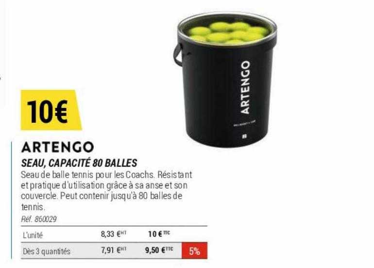 seau, capacité 80 balles artengo