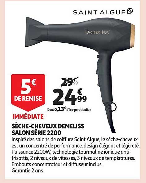 sèche-cheveux demeliss salon série 2200 saint algue