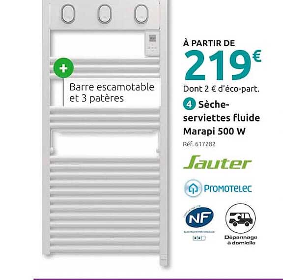 sèche-serviettes fluide marapi 500 w sauter