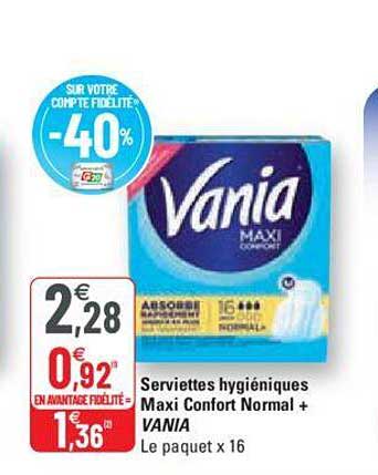 serviettes hygiéniques maxi confort normal + vania