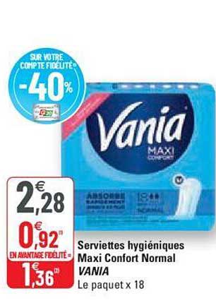 Serviettes Hygiéniques Maxi Confort Normal Vania