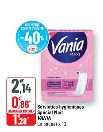 serviettes hygiéniques spécial nuit vania