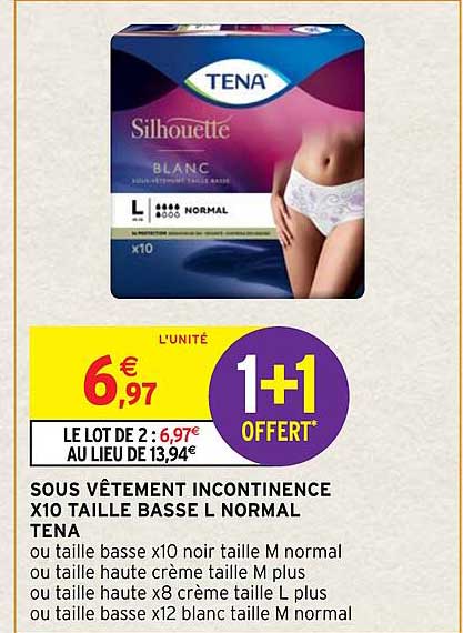 sous vêtement incontinence x10 taille basse l normal tena