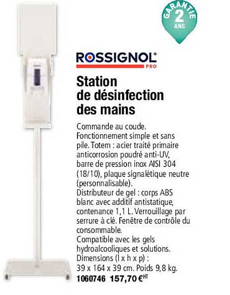 station de désinfection des mains rossignol