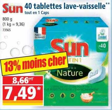sun 40 tablettes lave-vaisselle