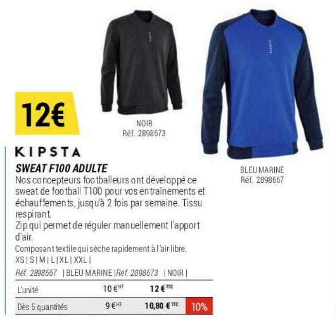 sweat f100 adulte kipsta