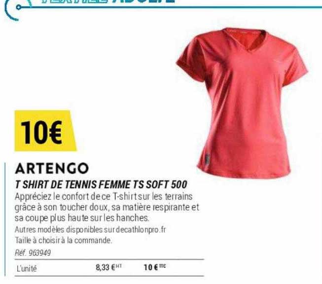 t-shirt de tennis femme ts soft 500 artengo