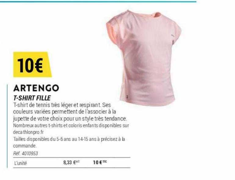 t-shirt fille artengo