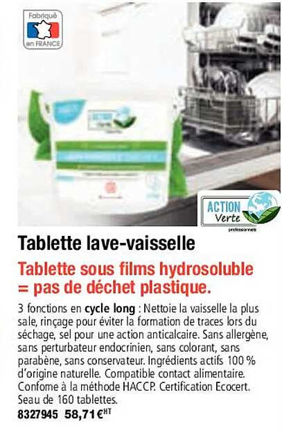 tablette lave-vaisselle action verte