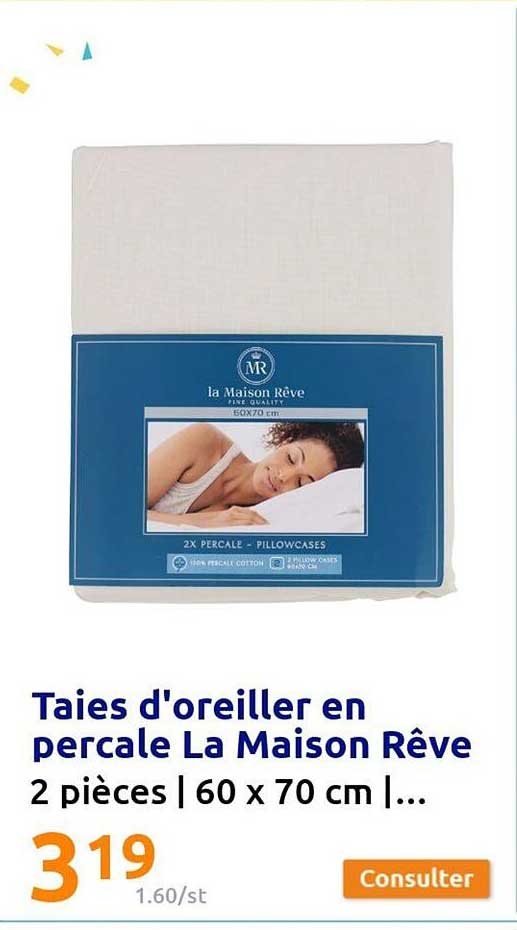 taies d'oreiller en percale la maison rêve