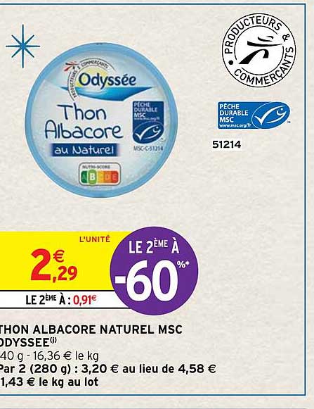 Thon Albacore Naturel Msc Odyssée