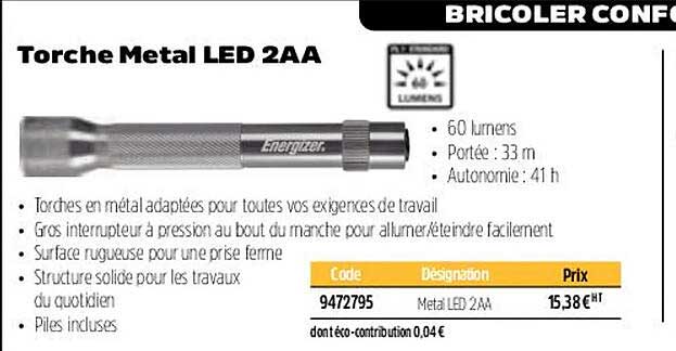 torche métal led 2aa