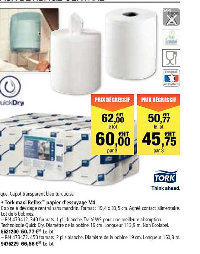 tork maxi reflex papier d'essuyage m4