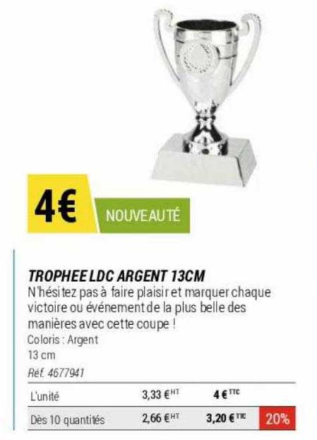 trophée ldc argent 13 cm