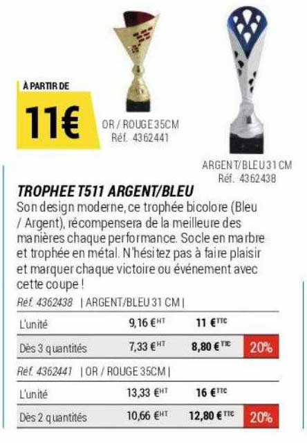 trophée t511 argent-bleu