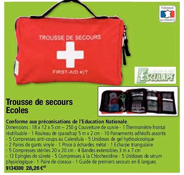 trousse de secours écoles