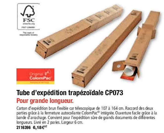 tube d'expédition trapézoïdale cp073
