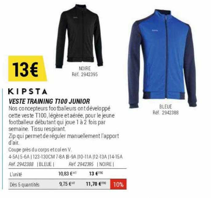 Veste Training T100 Junior Kipsta