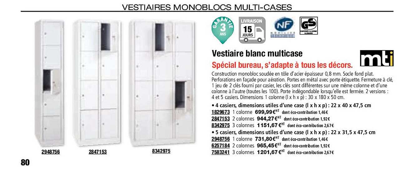 vestiaire blanc multicase