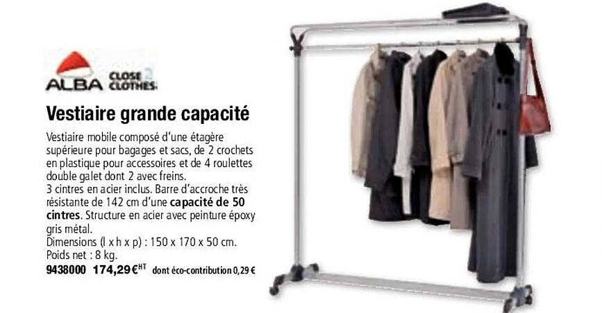 vestiaire grande capacité alba