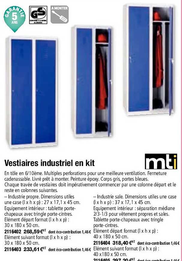 Vestiaires Industriel En Kit Mti