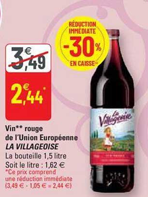 vin rouge de l'union européenne la villageoise