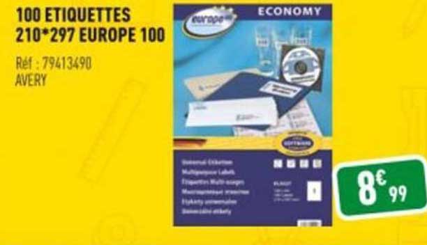 100 étiquettes 210*297 europe 100