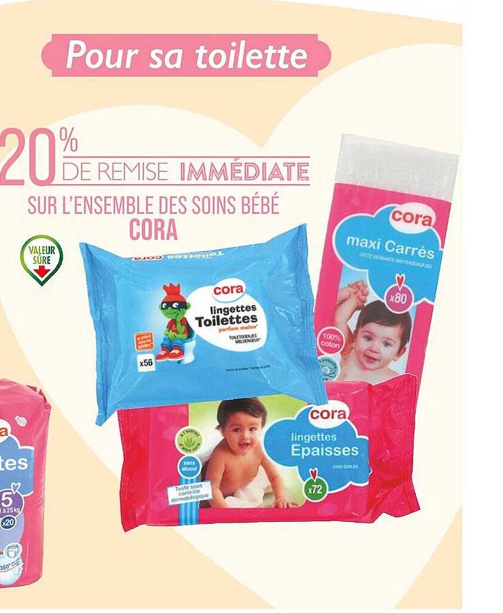 20% de remise immédiate sur l'ensemble des soins bébé cora