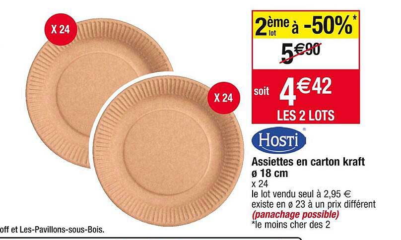 assiettes en carton kraft ø 18 cm hosti
