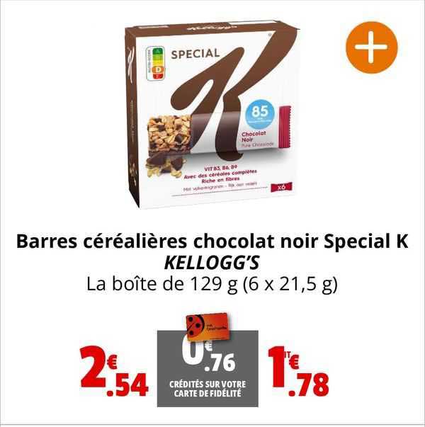 barres céréalières chocolat noir special k kellogg's