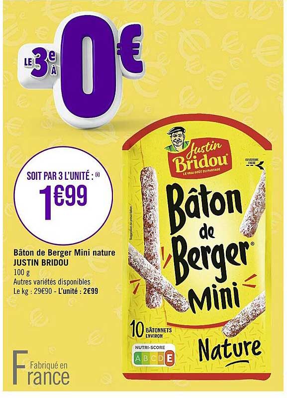 bâton de berger mini nature justin bridou