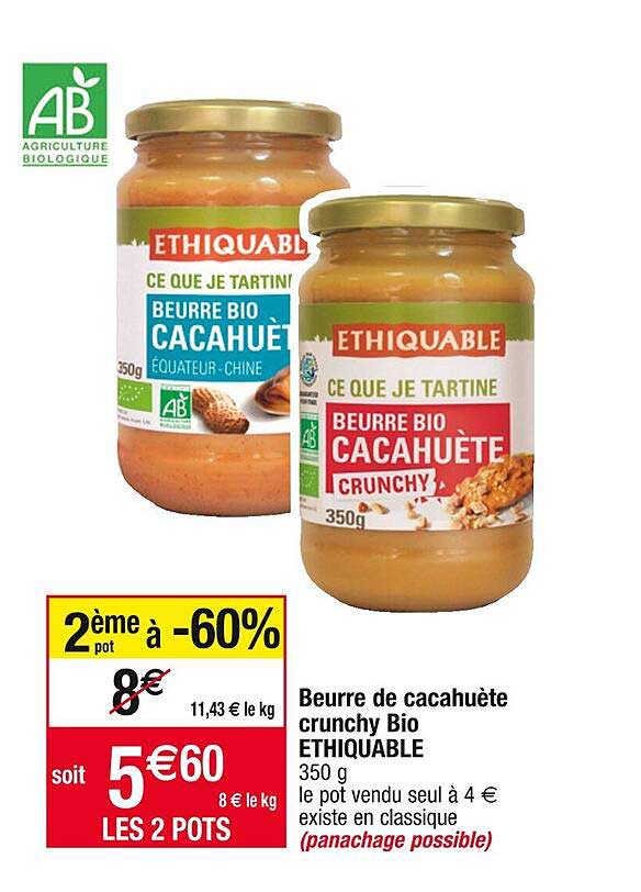 Beurre De Cacahuète Crunchy Bio éthiquable