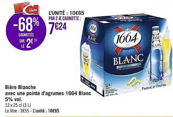 bière blanche avec une pointe d'agrume 1664 blanc