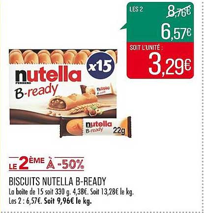 biscuits nutella b-ready le 2e à -50%