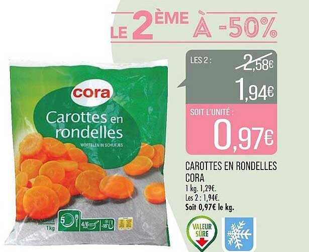 Carottes En Rondelles Cora Le 2e à -50%
