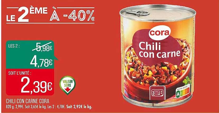 chili con carne cora le 2e à -40%