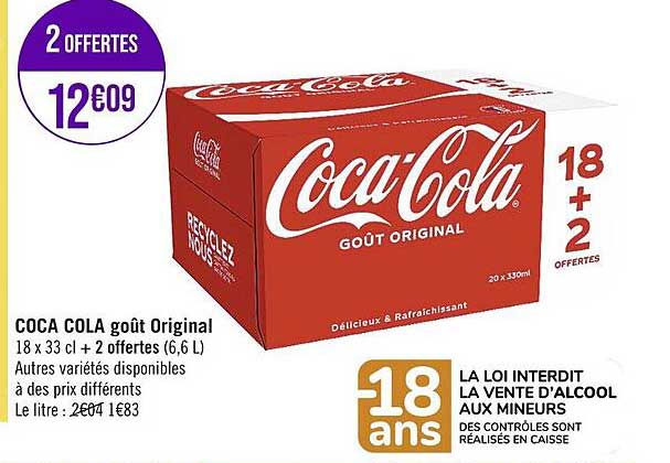 coca-cola goût original 18+2 offertes