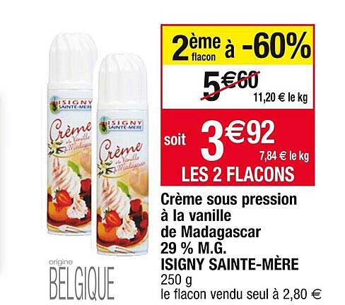 crème sous pression à la vanille de madagascar 29% m.g. isigny sainte-mère