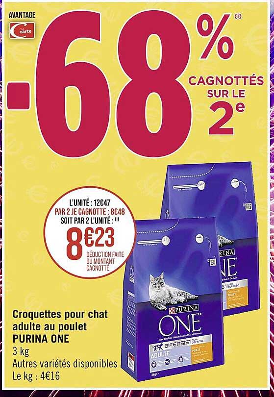 croquettes poru chat adulte au poulet purina one