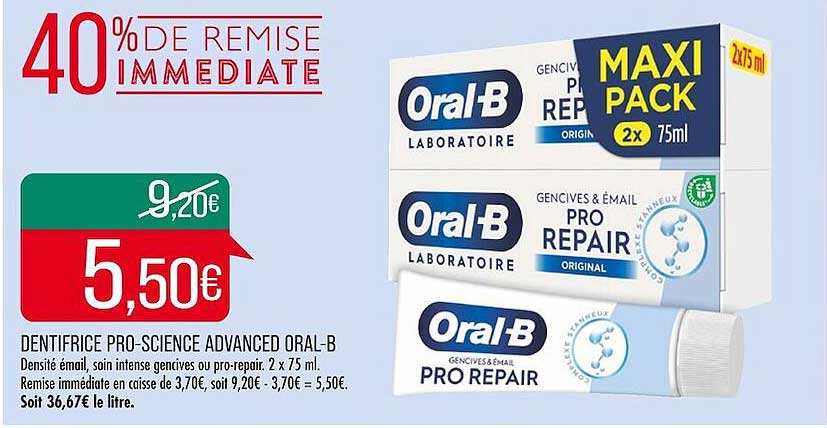 dentifrice pro-science advanced oral-b