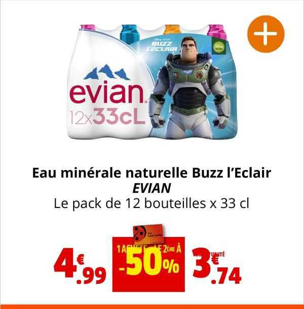 eau minérale naturelle buzz l'éclair evian 12x33 cl