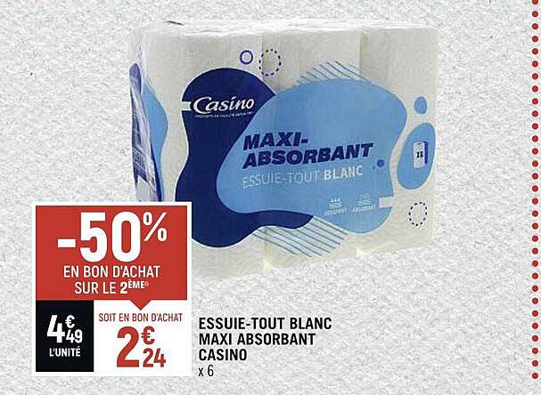 essuie-tout blanc maxi absorbant casino