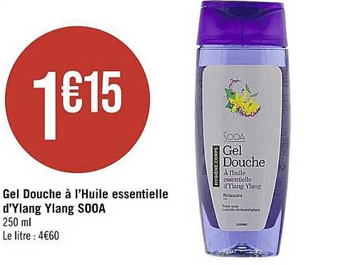gel douche à l'huile essentielle d'ylang ylang sooa